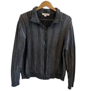 Long Sleeve Textured Knit Zip Up Sweater By Calvin Klein 100% Cotton